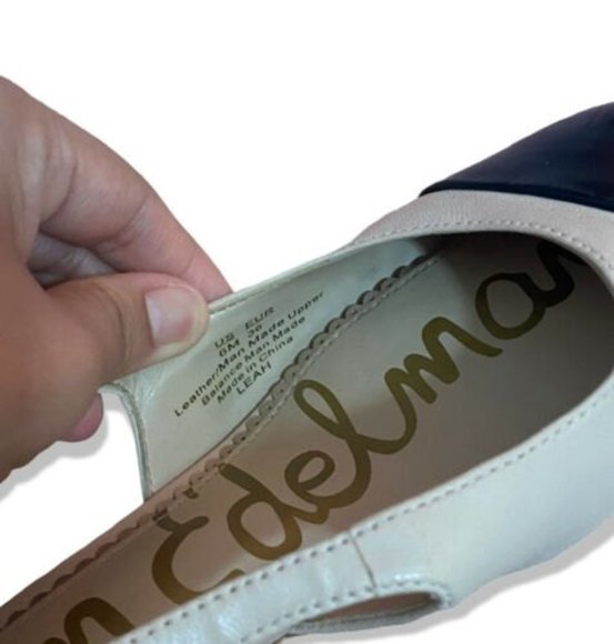 Sam Edelman Cream Black Two Tone Leah Cap Toe Slingback Pump Sandal Size 6 - Picture 7 of 11